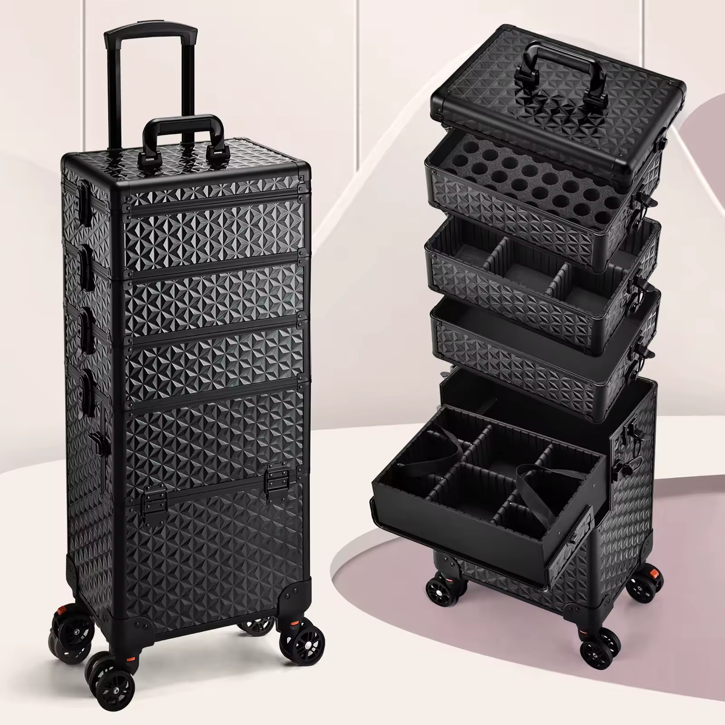 Trolley per trucco, make-up manicure professionale su ruote