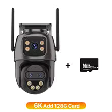 Telecamera IP 6K 9MP HD WiFi Telecamera esterna Zoom 8x Tre lenti Doppio schermo Telecamera PTZ di sicurezza domestica Video sorveglianza 6MP iCSee