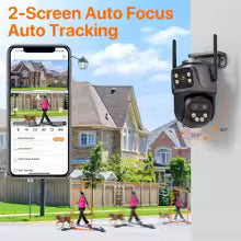 Telecamera IP 6K 9MP HD WiFi Telecamera esterna Zoom 8x Tre lenti Doppio schermo Telecamera PTZ di sicurezza domestica Video sorveglianza 6MP iCSee