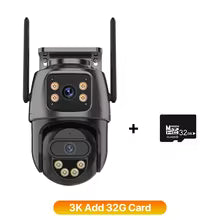 Telecamera IP 6K 9MP HD WiFi Telecamera esterna Zoom 8x Tre lenti Doppio schermo Telecamera PTZ di sicurezza domestica Video sorveglianza 6MP iCSee