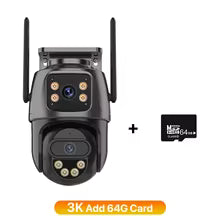 Telecamera IP 6K 9MP HD WiFi Telecamera esterna Zoom 8x Tre lenti Doppio schermo Telecamera PTZ di sicurezza domestica Video sorveglianza 6MP iCSee