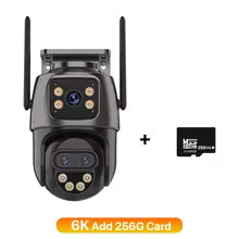 Telecamera IP 6K 9MP HD WiFi Telecamera esterna Zoom 8x Tre lenti Doppio schermo Telecamera PTZ di sicurezza domestica Video sorveglianza 6MP iCSee
