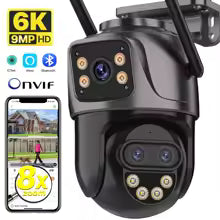 Telecamera IP 6K 9MP HD WiFi Telecamera esterna Zoom 8x Tre lenti Doppio schermo Telecamera PTZ di sicurezza domestica Video sorveglianza 6MP iCSee