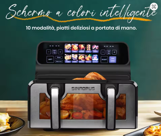Sinaopus 2200W XXL 9L Friggitrice ad aria